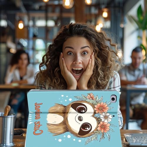 for Microsoft Surface Go 4/3/2/1-10.5" 2021 Tablet Case,Auto Wake/Sleep,Adjustable Stand Protective Cover - Cute Sloth Floral