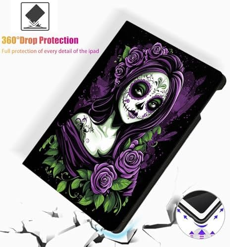 for Microsoft Surface Pro X/Pro X Plus-13 2019/2020/2021/2024 Tablet Case,Auto Wake/Sleep,Adjustable Stand Protective Cover - Purple Sugar Skull Girl