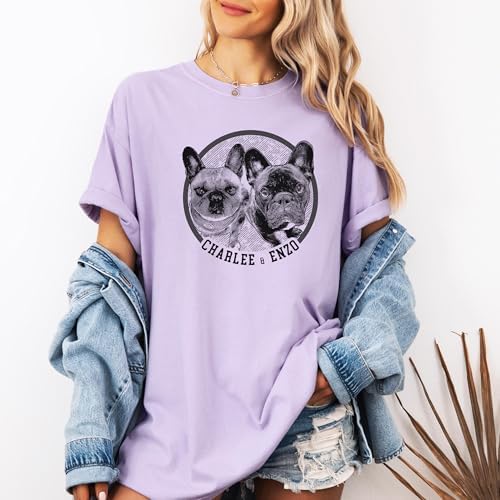 Chillever Personalized Dog Potrait Hoodie, Custom Photo Dog Mom Shirt, Sweatshirt, Gift for Dogs Cat Lovers