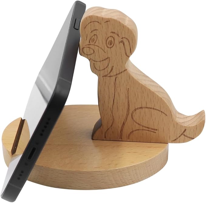 Cute Animal Cellphone Stand Holder Wooden Smartphone Desk Holder for Mobile Phones Cartoon Phone Stand Desk Ornament
