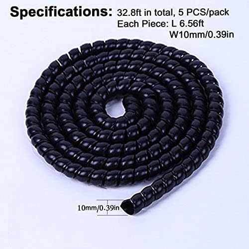 Dog and Cat Cord Protector, 32.8ft Spiral Cable Management Sleeve Organizer, Protects Your Pets and Critters from Chewing Insulated Electric Wire 32.8ft x 10mm 5PCS/pack by FUNZON