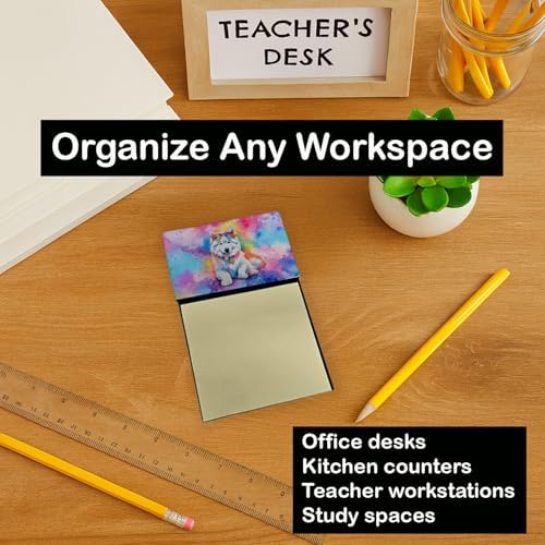 Caroline's Treasures Samoyed Hippie Dawg Sticky Note Holder Refillable Dispenser Self-Sticky Note Pads, Memo Pads Blank Desk Accessories