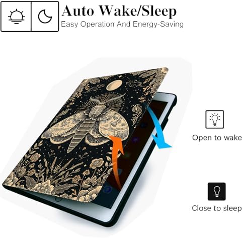 for Microsoft Surface Pro X/Pro X Plus-13 2019/2020/2021/2024 Tablet Case,Auto Wake/Sleep,Adjustable Stand Protective Cover - Moth Moon Pattern