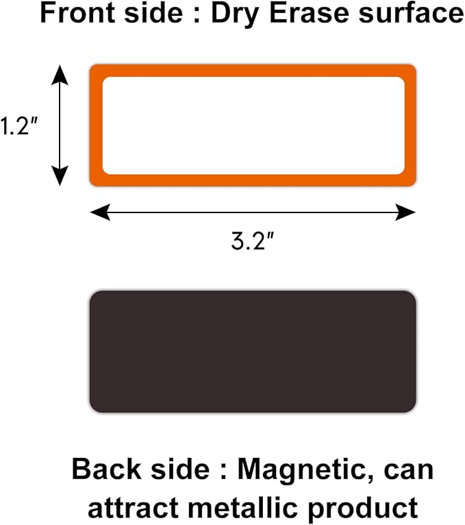 Colored Border Dry Erase Magnetic Labels 3.1x1.2 Inch, Reusable Magnetic Dry Erase Labels for Classroom Office Whiteboards，Pack of 40
