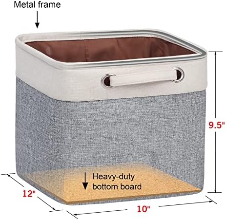 Foldable Storage Bin Collapsible Basket 12" x 10" x 9.5" Cube Storage Organizer Bins with Dual Carry Handles for Home Closet Shelves Drawers Organizer, Set of 3, Grey