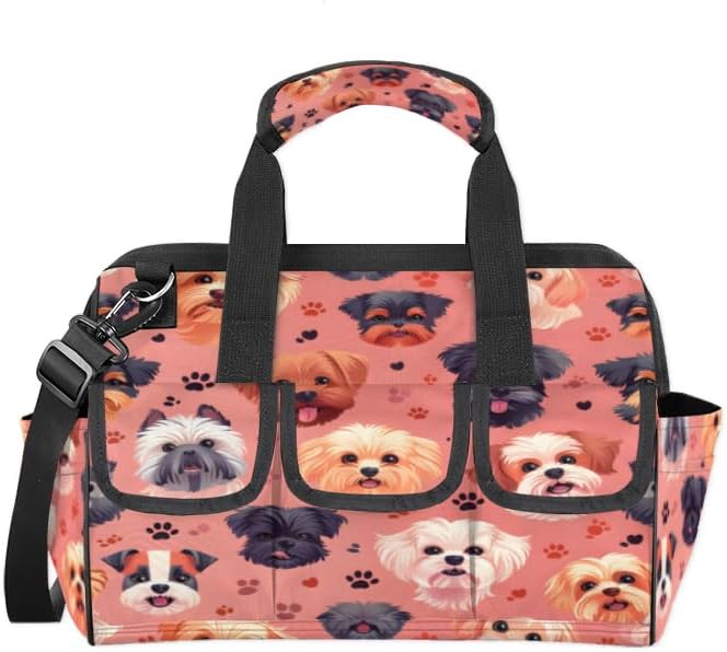 Dogs Heavy Duty Tool Bag 14.8 Inch Cute Portable Soft Tool Box Organizer Storage with Adjustable Shoulder Strap