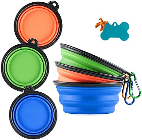 Collapsible Silicone Dog Bowls, 3-Pack Travel Pet Food Water Bowls