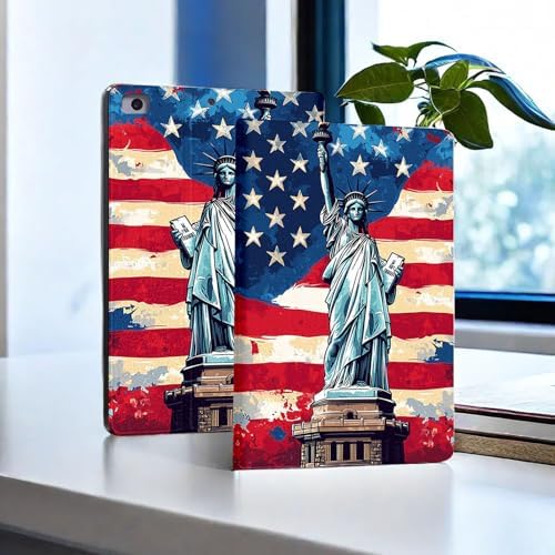 for Microsoft Surface Pro X/Pro X Plus-13 2019/2020/2021/2024 Tablet Case,Auto Wake/Sleep,Adjustable Stand Protective Cover - American Statue of Liberty