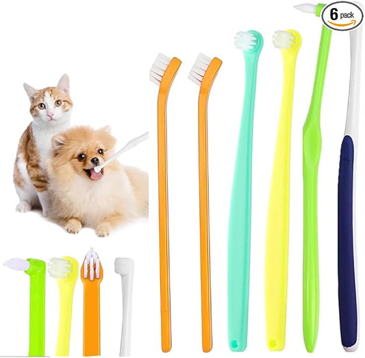 6 Pcs Cat Toothbrush with Micro Head to fit into Cat Mouth, Ultra Soft Bristles Pet Toothbrush Kit, Kitten/Puppy Toothbrushes, Kitty Dental Care Supplies, Avoid Bleeding Gums & Help Gap Cleaning