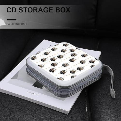 Portable 40-Capacity DVD Storage Binder Colorful Owl, Hard Case CD Holder with Zipper, Organizer for Music Movies Game Discs