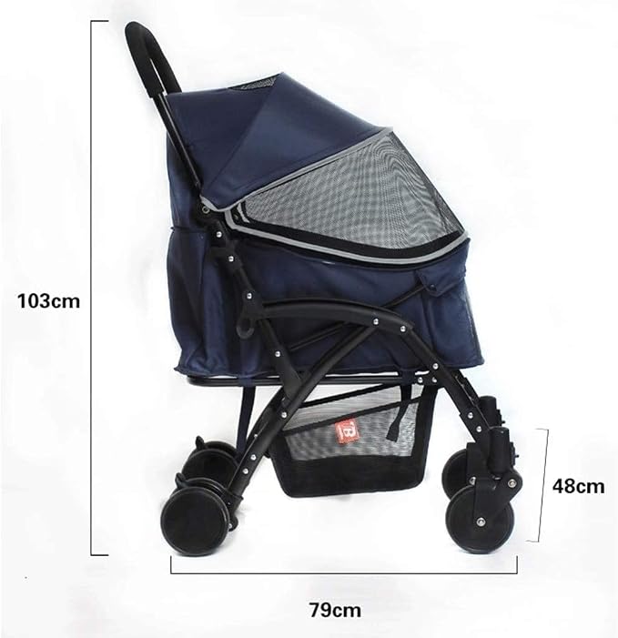 Double Dog Stroller Pet Trolley Cart 4 Wheels Foldable Pram for Cat Dog 360° Rotation Front Wheel Pet Travel Stroller Quick Folding (A) (A)