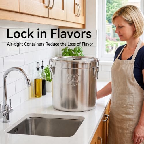 304 Stainless Steel Airtight Canister w/Lid(33L/8.71Gal)