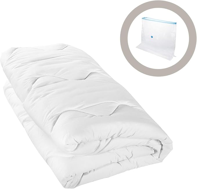 Large Capacity Vacuum Storage Bag 80x100x44cm for Comforters | PET and PE Material, Window Design, Airtight Organizer, White Finish for Household Storage
