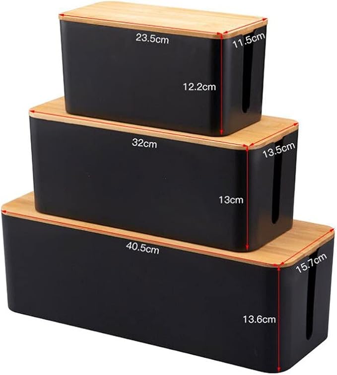 Wood Lid Cable Management Box Material Cord Organizer Box for Hide Wires and Power Strips and Electrical Cords from Tvs and Computers (Size : 40.5x15.7x13.6cm) (32x13.5x13cm)