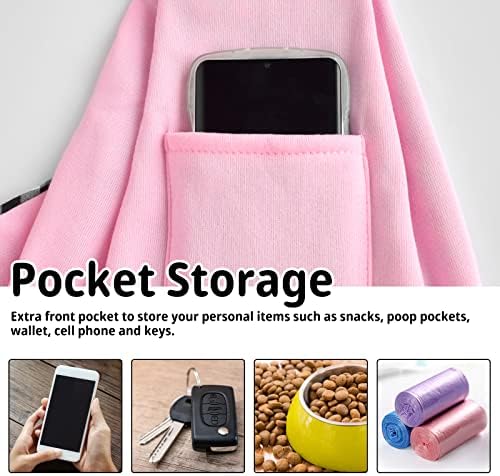 CUBY Dog and Cat Sling Carrier - Hands Free Reversible Pet Papoose Bag - Soft Pouch and Tote Design - Suitable for Puppy, Small Dogs Cats Outdoor (Pink, Unadjustable Strap)