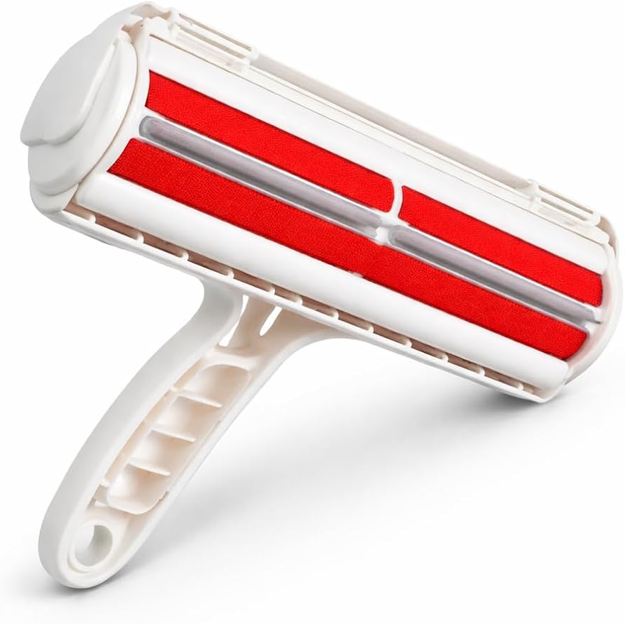 Pet Hair Remover – Reusable Lint Roller with Large Reservoir for Sofa, Carpet, Car Seat, and Clothing – Red