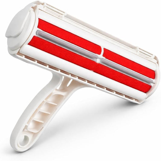 Pet Hair Remover – Reusable Lint Roller with Large Reservoir for Sofa, Carpet, Car Seat, and Clothing – Red