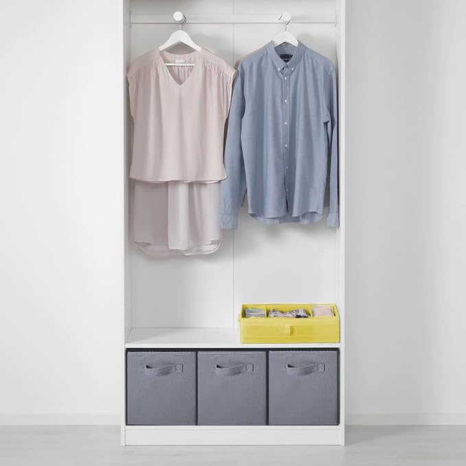 PowerKing Collapsible Storage Cubes, Farbic Storage Bins, Grey, 2 Pack | Sturdy, Lightweight, Easy Pull Handle, Closet & Shelf Organizer, Clothes and Toys Storage, 10.5'' x 11'' x 10.5''