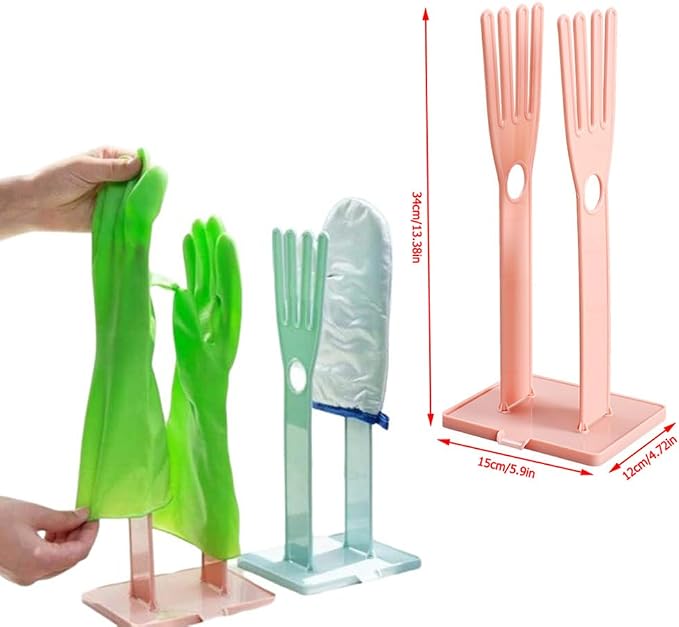 2 Pack Household Gloves Holder Rack Organizer Household Cleaning Glove Drying Rack for Rubber Kitchen Dishwashing Gloves Reusable Pet Grooming Brush with Long Sleeve Waterproof Glove