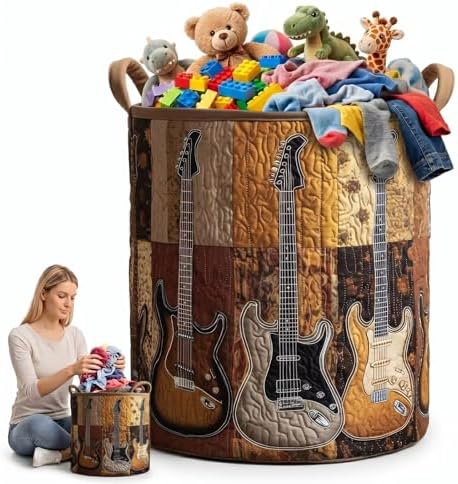 Quilted Laundry Hamper, Large Soft Basket with Handles, Storage for Bedroom, Laundry Room, Clothes & Toys(14"x 18")