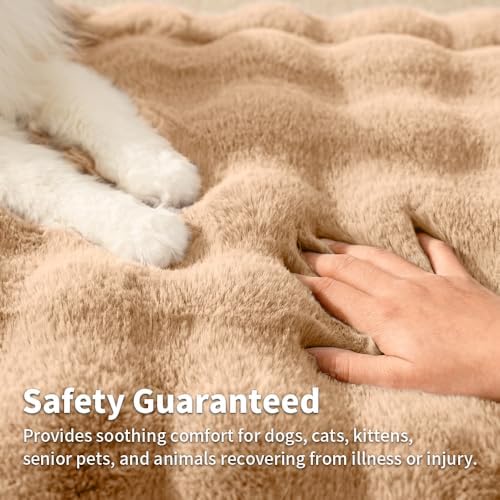 SOMAHE Soft Faux Fur Cat Blanket, Washable, Small 22x18 Latte Coffee