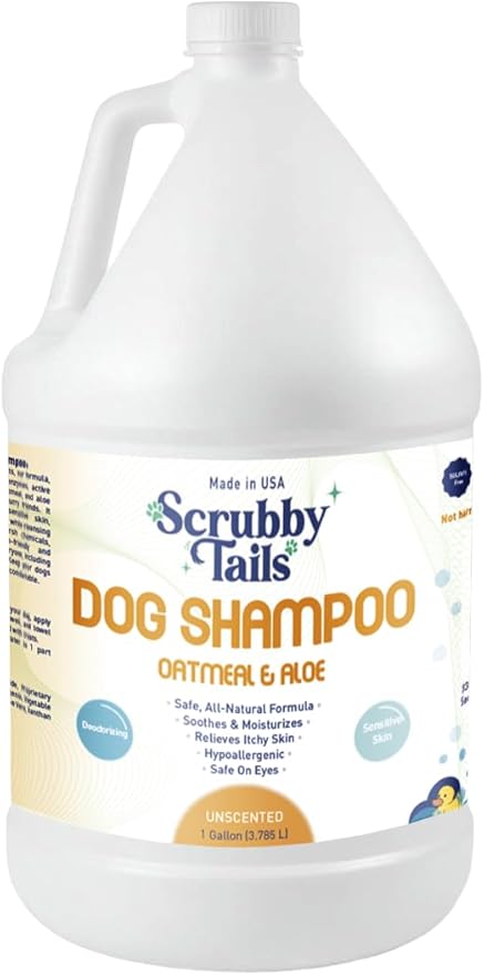 Organic Dog Shampoo - Puppy Oatmeal Shampoo for Itchy Skin Relief - Hypoallergenic for Sensitive Skin, for Groomers & Professionals, Made in USA, 1 Gallon (Unscented)