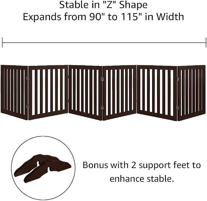 unipaws 120" Extra Wide Pet Gate and Pet Playpen Combination for Dog Cat | 24” Height Free Standing Dog Gate for Doorways, Stairs, Foldable Puppy & Room Divider, Indoor Use