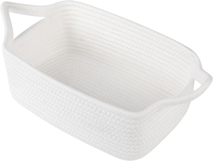 OIAHOMY 7L Woven Basket, Gift Basket Empty with Gift Bags and Ribbons, Rope Baskets for Baby Showers, Storage Baskets with Handles for Nursery, Pet Toy Organizer - White