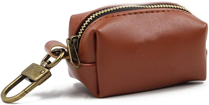 Travel Outdoor Protable Dog Poop Bag Dispenser PU Leather Pouch Pet Puppy Cat Pick Up Poop Bag Holder Garbage Waste Bags Organizer - Waterproof and wear resistant (Coffee)