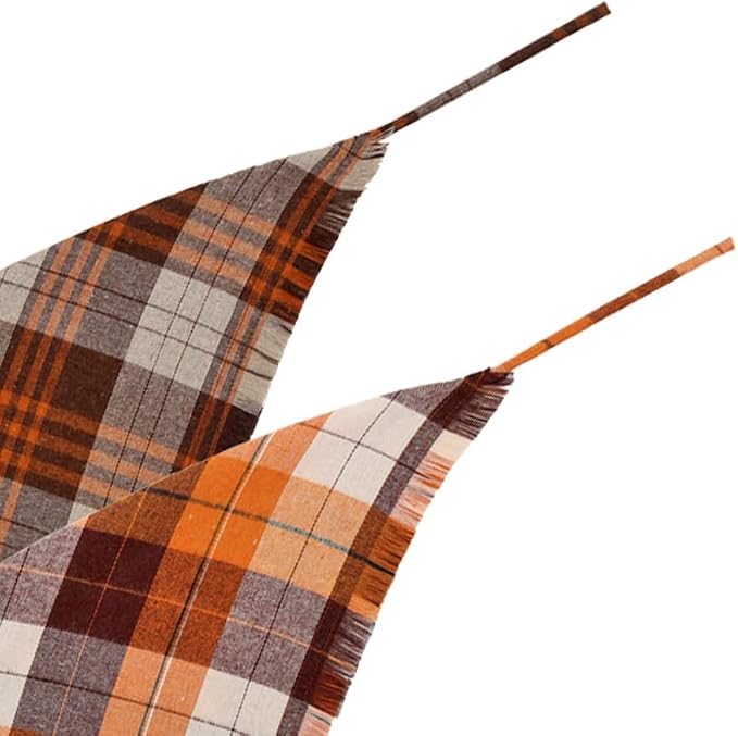 Fall Dog Bandana Autumn Thanksgiving Plaid Reversible Triangle Bibs Scarf Accessories for Dogs Pets