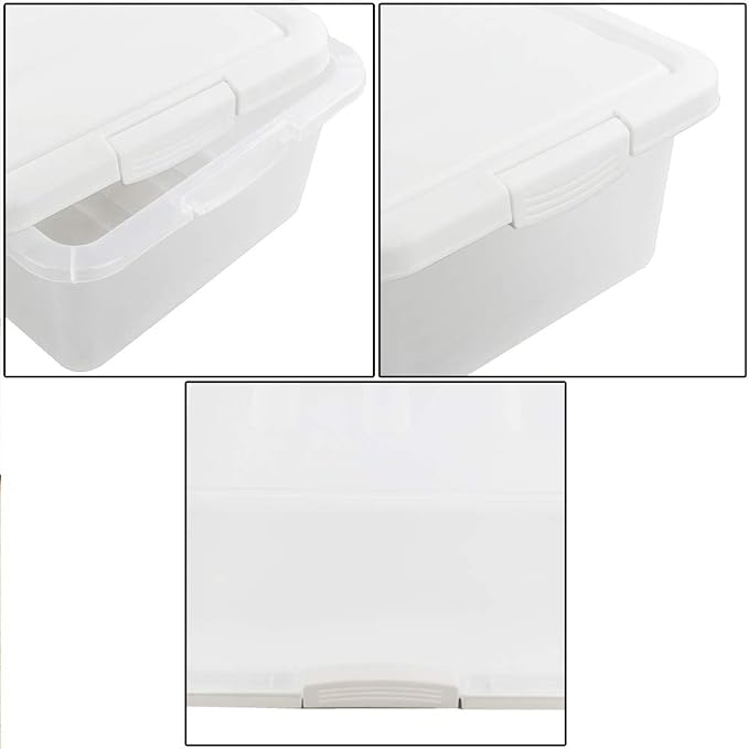 Wekioger 14 Quart Versatile Storage Organizer Bins with White Lids, 2 Packs