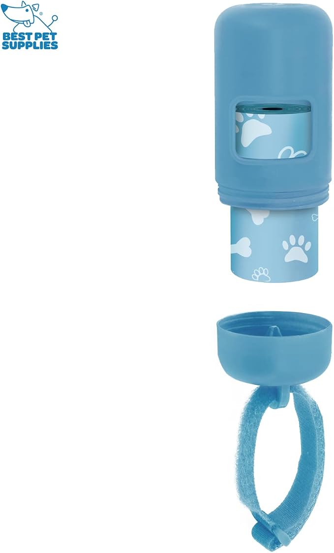 Best Pet Supplies Dog Poop Bag Holder Leash Attachment with Reusable Dispenser for Travel, Walking, Park, and Outdoor Use, Durable with Clip-On - Baby Blue, Pack of 2, Plastic Dispenser w/30 Bags