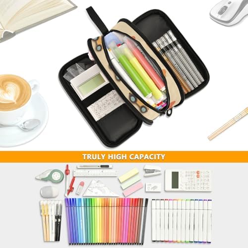 KLL Custom Large Capacity Pencil Organizer Case Teen Girls Pencil Case Zipper Preppy School Supplies with Compartment Rainbow truck Car Terracotta