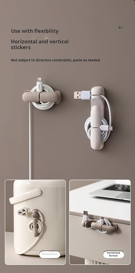 Silicone Cable Organizer 2 Pack, Self Adhesive Cord Holder for Appliance Cords, Cable Management Clip for Kitchen Appliances, Desk, Office, Charger Cables & Power Cords, White