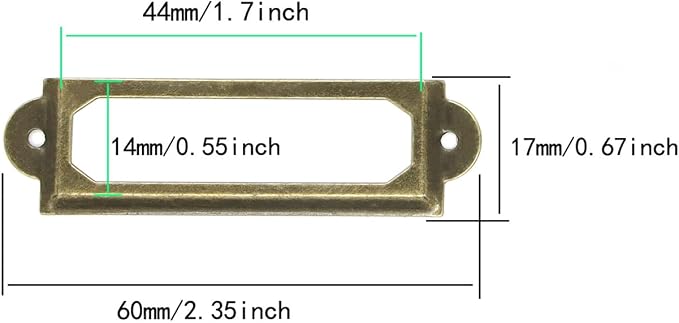 50 Pcs Label Holders Library File Drawer Tags Label Holder Metal Frame Name Card Frame for Drawer Cabinet (Bronze)