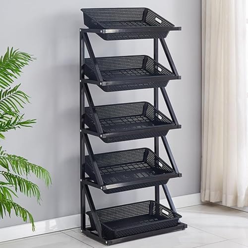 Store Display Rack Wall Mounted Storage Rack,Heavy-Duty Steel Fruit and Snack Display Stand, Multi-Tier Vegetable Rack for Grocery Stores, Convenience Stores, and Snack Shops