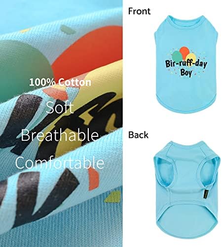 Fitwarm Birthday Boy Dog Shirt, Bir-Ruff-Day Boy Funny Dog Clothes for Small Dogs Boy, Pet Birthday Outfit, Cat Tshirt, 100% Breathable Cotton, Aqua Blue, XXL