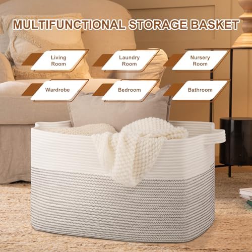 OIASKET 90L Extra Large Blanket Basket Living Room, 24"x16.9"x14.2"