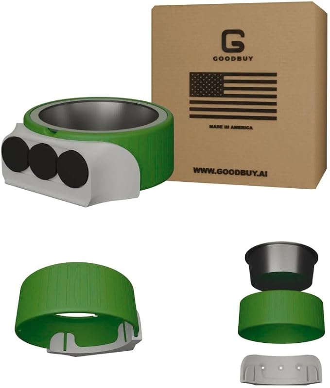 Pet Station Elevated Dog Bowl Stand for 6.8 in. Bowls - 3D Printed Dog Feeder - Adjustable Height Legs and Magnetic Fridge Mount Feeding Station - Made in USA (Green, Bowl + MagneticMount)