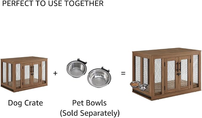 unipaws 37 Inch Furniture Style Dog Crate with Cushion and Tray | Mesh Dog Kennels with Double Doors, End Table Dog House, Medium Crate Indoor Use