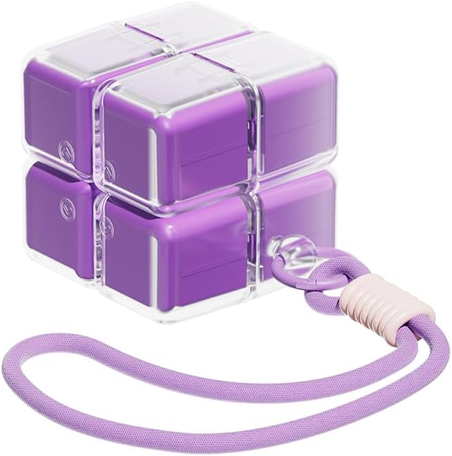 Travel Pill Organizer,Magnetic Cube Cute Pill Box,Pill Compact with 8 Compartment,Vitamin Cases Organizers 7 Day for Vitamins & Supplements (Purple)