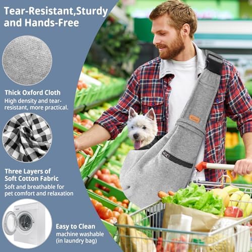 CUBY Dog and Cat Sling Carrier - Hands Free Reversible Pet Papoose Bag - Soft Pouch and Tote Design - Suitable for Puppy, Small Dogs Cats Outdoor