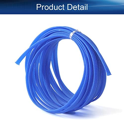 Bettomshin 1Pc 16.4Ft(5m) Cable Management Sleeve, 1/4"(6mm) Width PET Blue Cord Protector, Wire Loom Tube Insulated Split Sleeving for USB Cable Power Cord Organizer Video Cable Hider