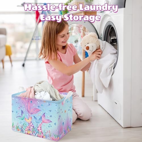 Collapsible Storage Basket Collapsible Fabric Laundry Basket with Handles | Spacious 15.7"×11.8"×11.8" size Folding Design Easy to Store Sturdy Fabric with Reinforced Handle Easy to Clean