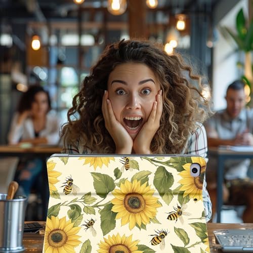 for Microsoft Surface Go 4/3/2/1-10.5" 2021 Tablet Case,Auto Wake/Sleep,Adjustable Stand Protective Cover - Sunflower Bee
