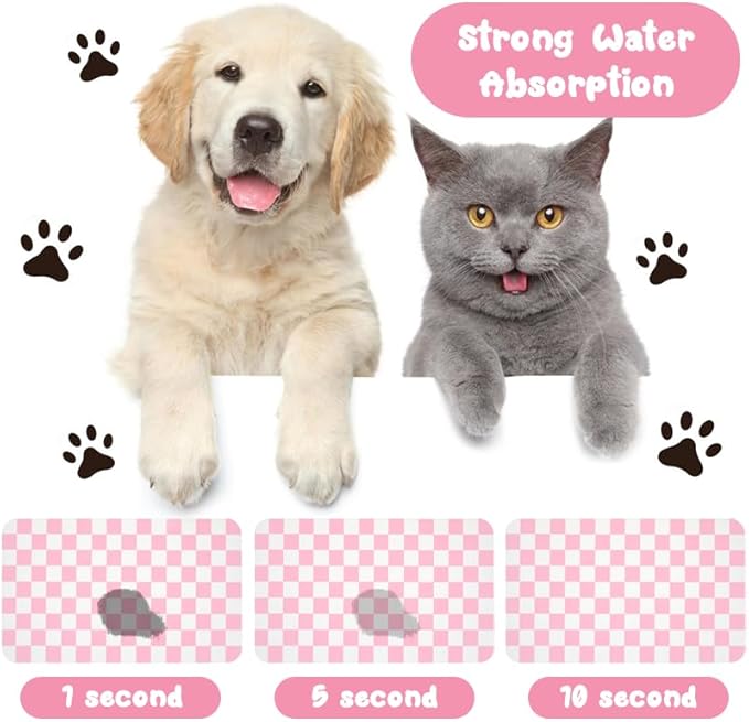Dog Food Mats for Floors Waterproof, Pet Water Bowl Mats Pet Feeding Absorbent Placemats Plaid 24 * 32 inch