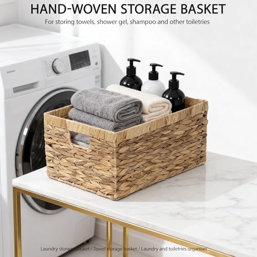 Storage Container, Natural Water Hyacinth Storage Bins Rectangular Basket,Arts and Crafts.