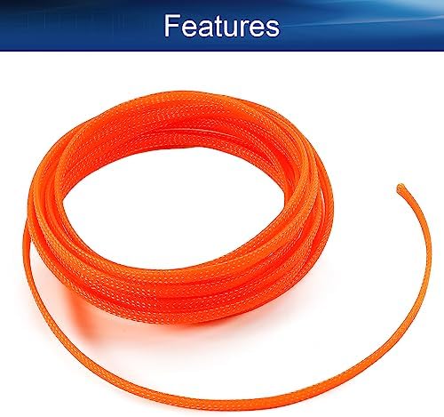 Bettomshin 1Pc 16.4Ft(5m) Cable Management Sleeve, 3/16"(4mm) Width PET Orange Cord Protector, Wire Loom Tube Insulated Split Sleeving for USB Cable Power Cord Organizer Video Cable Hider