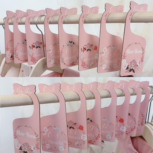 Baby Closet Dividers Pink 8pcs Baby Clothes Dividers for Closet Double-Sided Wooden Baby Closet Organizer Nursery Decor for Girls Wardrobe