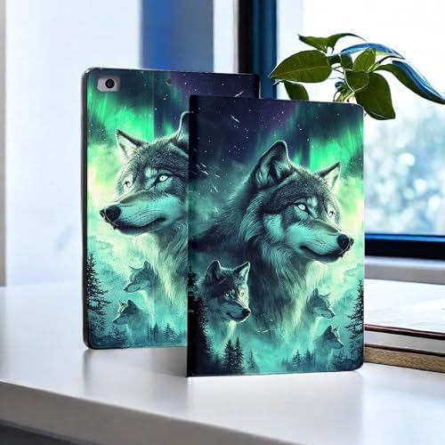 for Microsoft Surface Pro 8-13" 2021 Tablet Case,Auto Wake/Sleep,Adjustable Stand Protective Cover - Wolf Northern Lights